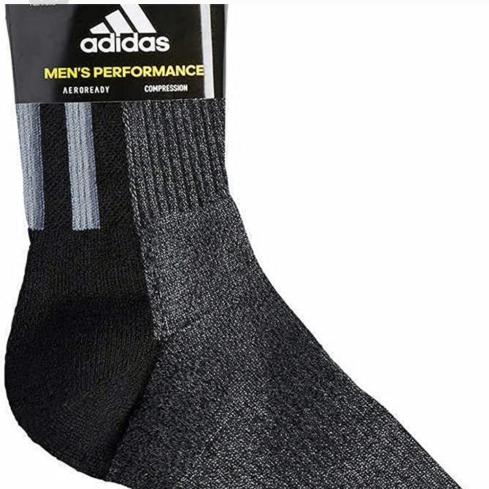 Socks by Adidas Mens 4 Pair Performance High Quarter Length grey black - Picture 6 of 8
